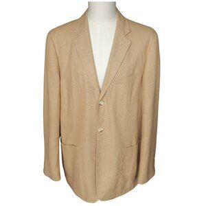 Linen Kenneth Cole New York SZ LG 3 Button Sport Jacket Beige